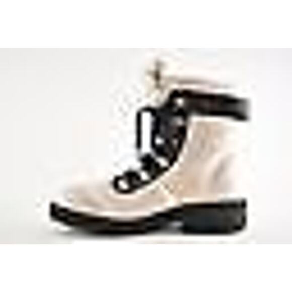 Chanel 18B Pink Black Nylon CC Logo Coco Neige Snow Winter Lace Up Tie Boots 37 - Picture 6 of 11